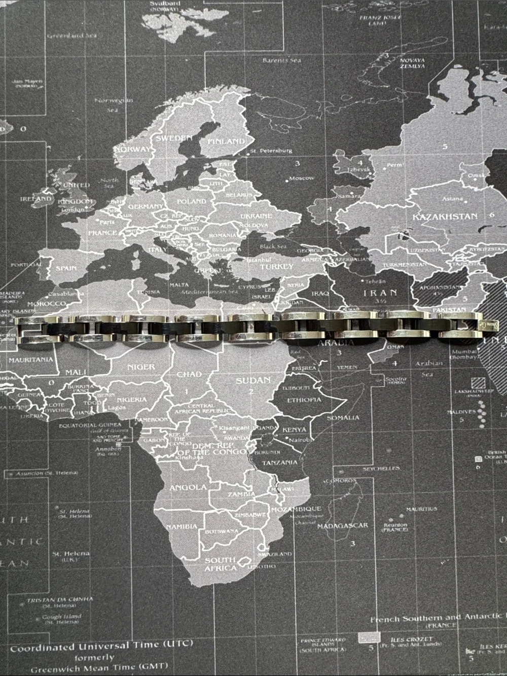 Men's Black and Silver Two-Tone Stainless Link Bracelet